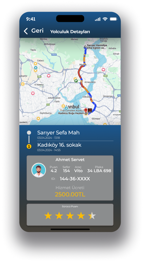 Transyol uygulaması ekran görüntüsü