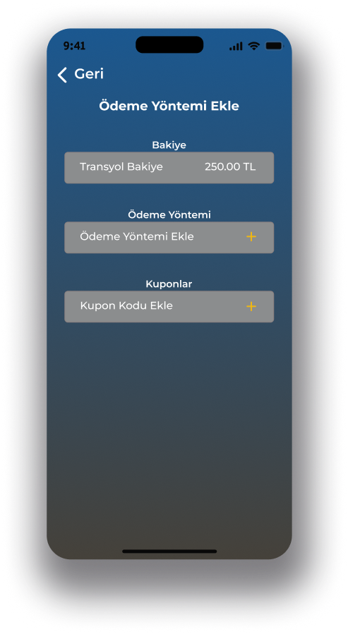 Transyol uygulaması ekran görüntüsü